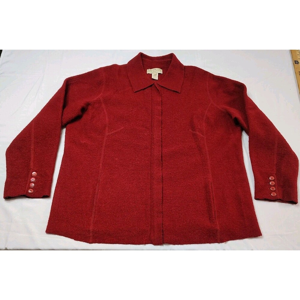 Vintage Jones New York Country Essentials Wool Full Zip Jacket Sz 1X Red